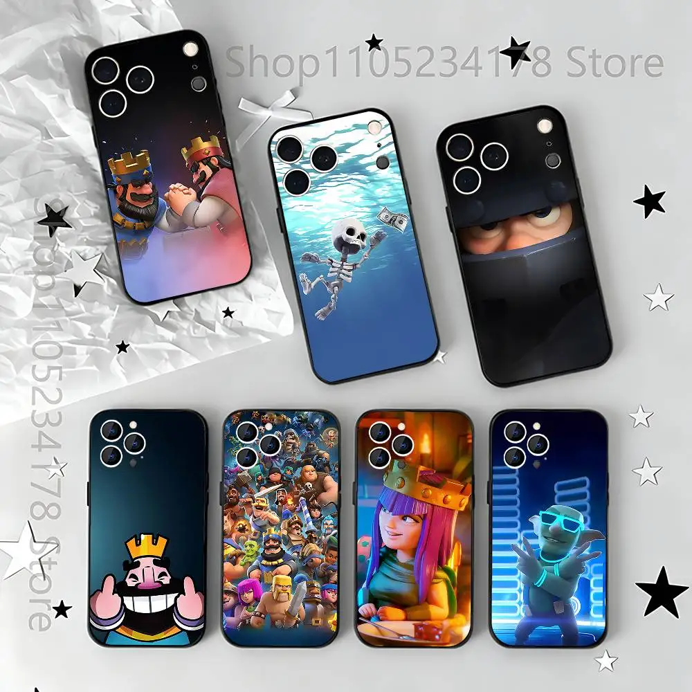 

Phone Case For iPhone 17,16,15,14,13,12,11,Pro,Max,Plus,E,Air,Mini C-Clash Royale GAME Protective Black Cover
