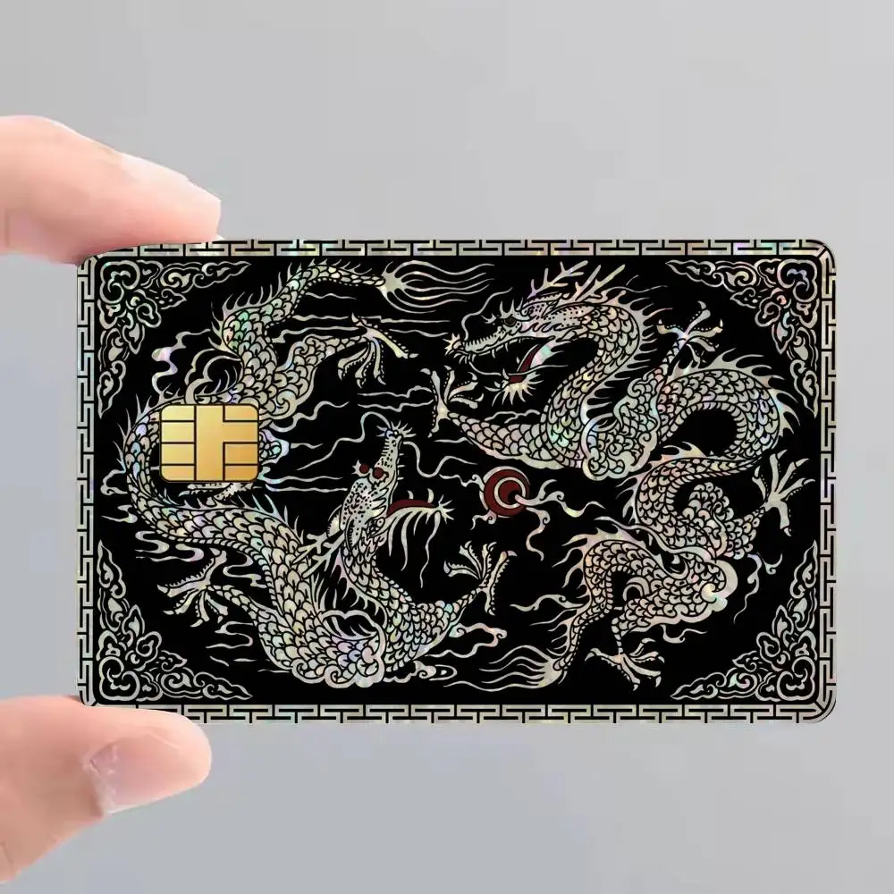 Double Dragon Business Film Skin Cover Credit Card Stickers 4PCS Debit Front Decoration Bank Bus Pass Waterproof