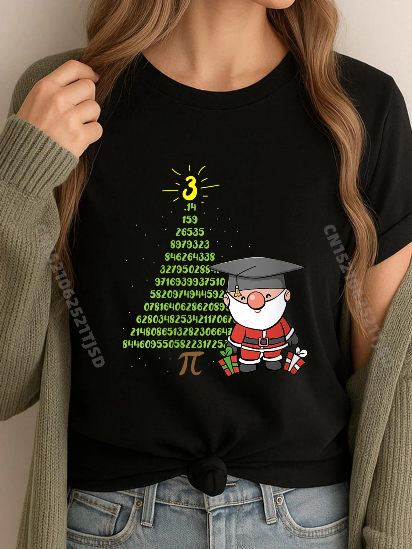 Mujer Pi Tree Navidad profesor de matemáticas Santa camisas feas mujer ropa gráfica ilustración