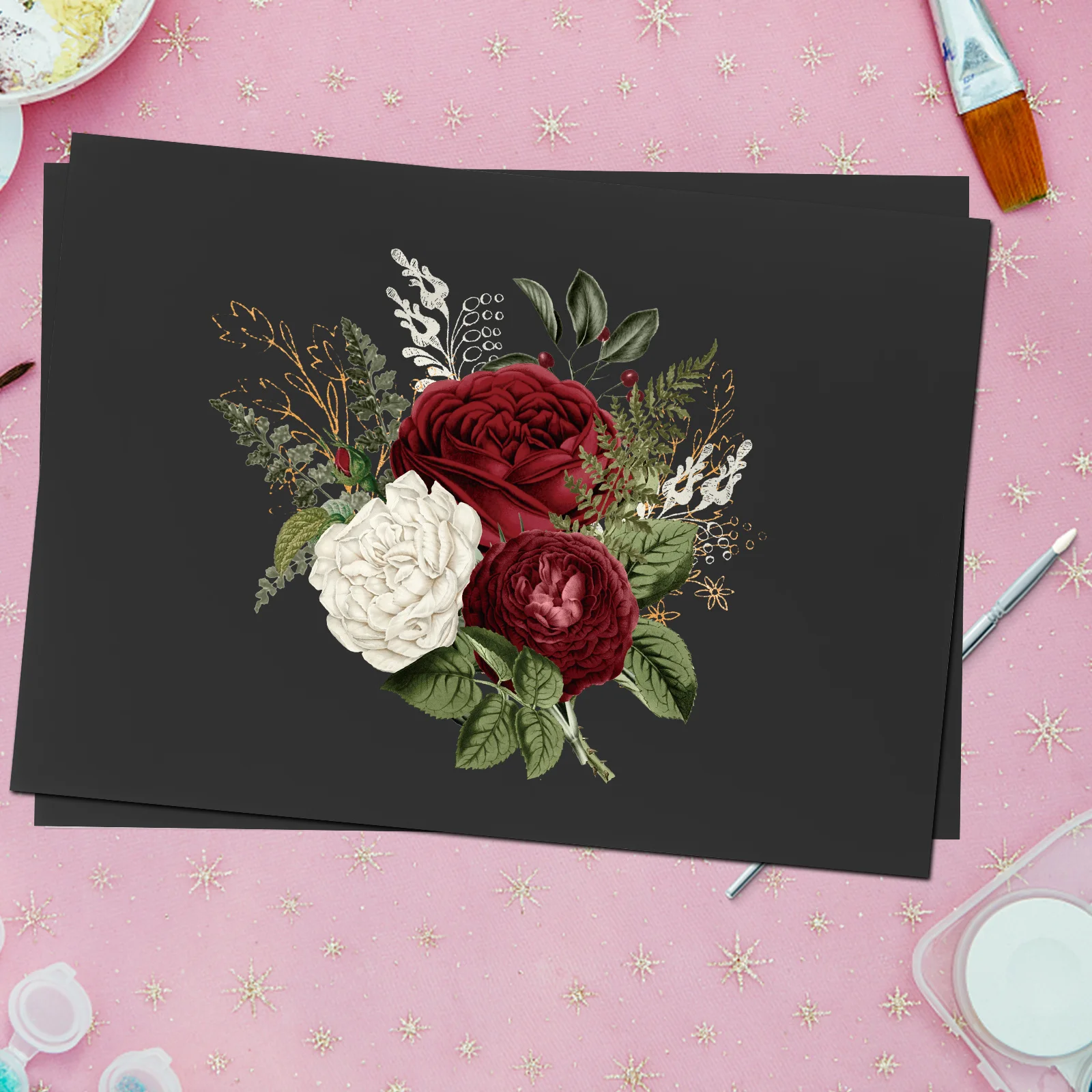 Kertas Kerajinan DIY 20 Lembar Hitam A4 Card Stock Kerajinan Gambar Buatan Tangan untuk Remaja Guru Keluarga Kartu Hitam A4