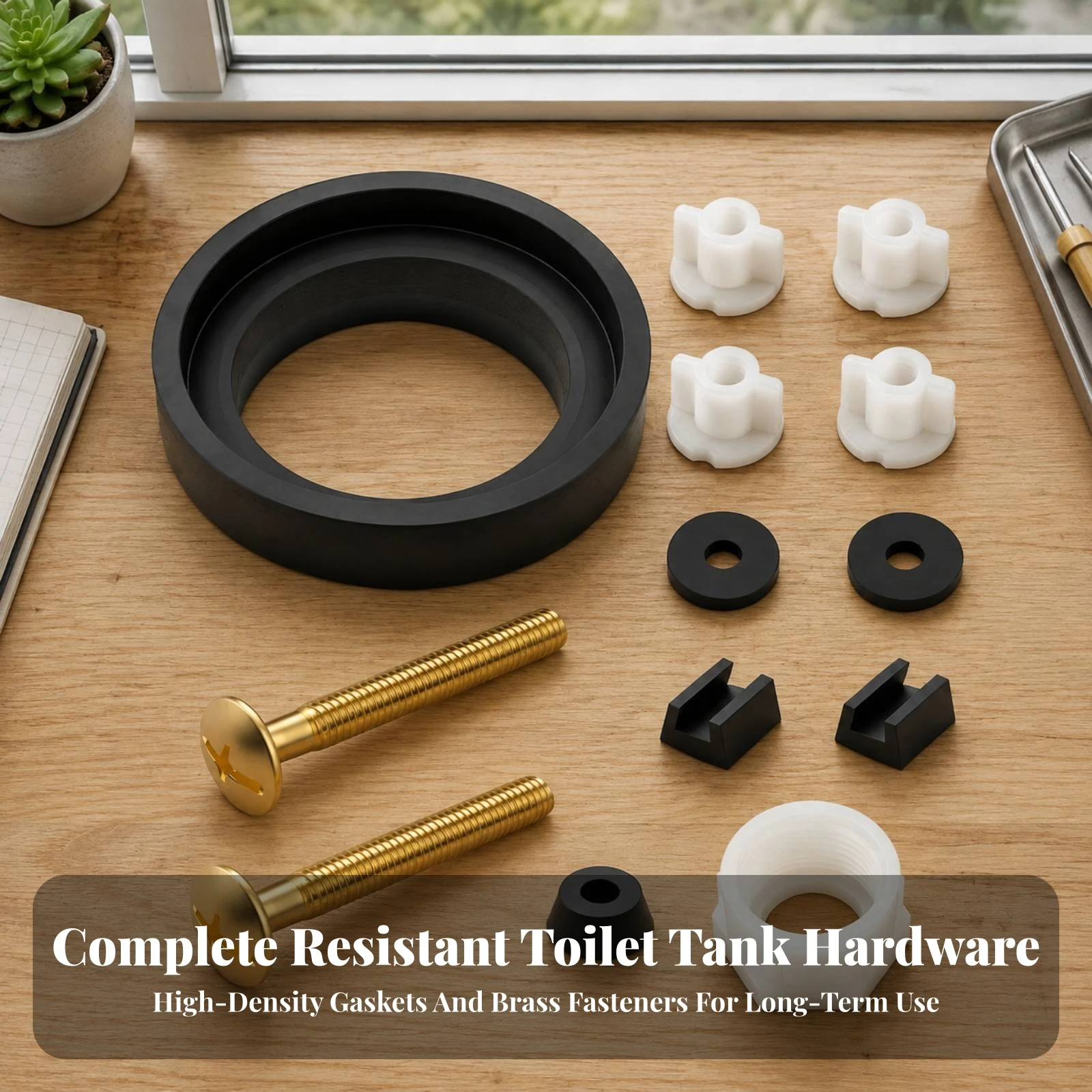 Toilet Tank-to-Bowl Bolt and Gasket Kit Long-Lasting Toilet Repair Replacement Kit Reliable Waterproof for Homeowners