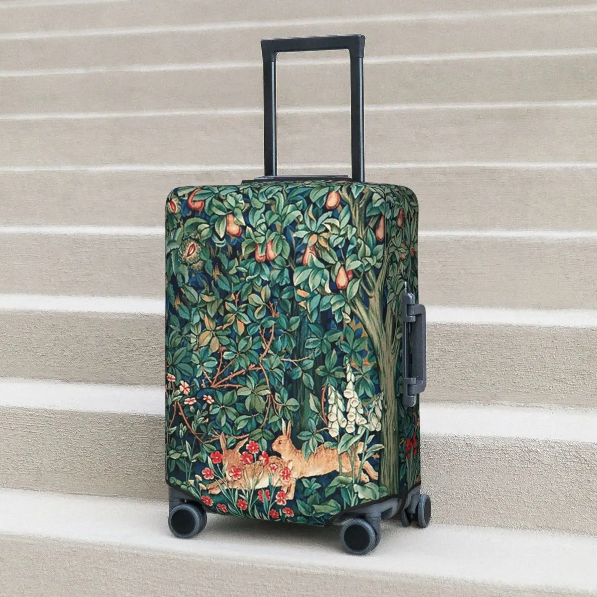

GREENERY, FOREST ANIMALS Hares Сине-зеленый чехол для чемодана Эластичные защитные чехлы для дорожного багажа на 18-32 дюймов