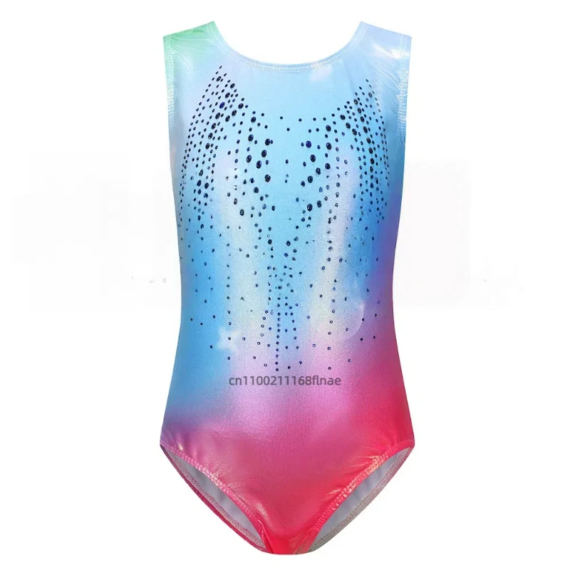 Новый костюм для латинских танцев для девочек с металлическим блеском, узкая юбка для гимнастики и балета для девочек, танцевальный костюм для выступлений на сцене