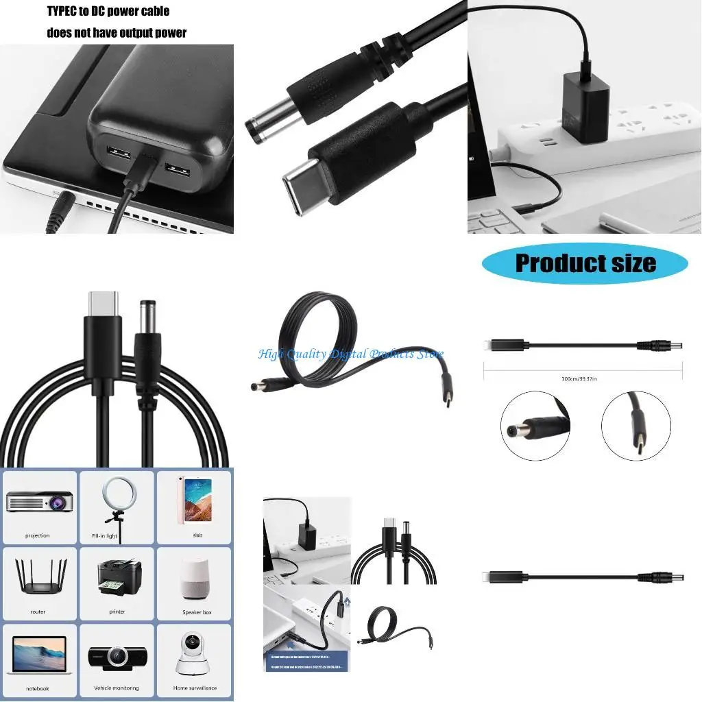U2JE USB C a DC5.5X2.1mm alimentação 12V para adaptador carregamento PD para laptop