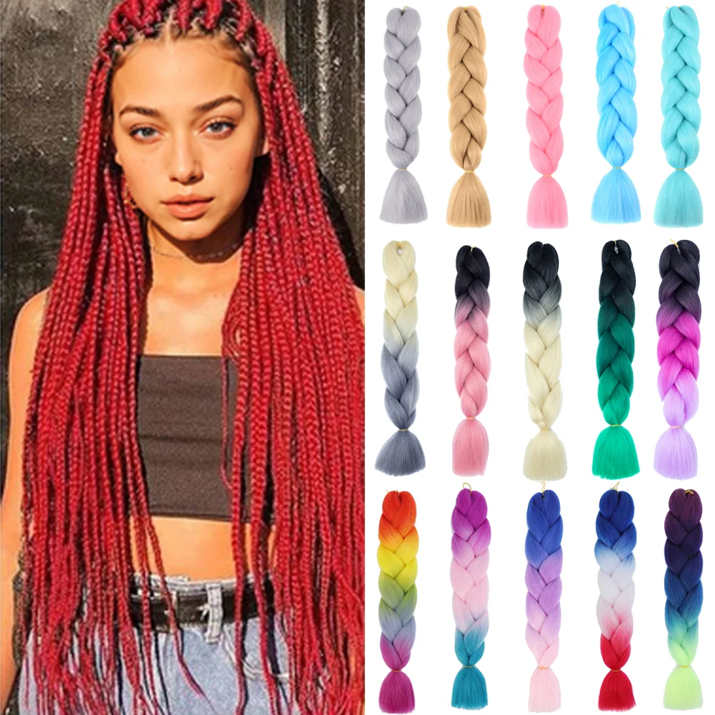 24 Inches DIY Jumbo Braiding Hair Synthetic Hair Extensions Afro Ombre Crochet Braid Hair Wholesale For Women