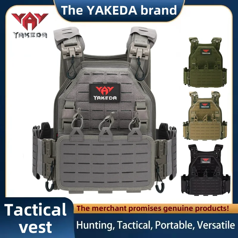 YAKEDA Tactical Vest 6094 Fast detachable light laser cut outdoor hunting black gear carry vest of high quality 1000d  nylon