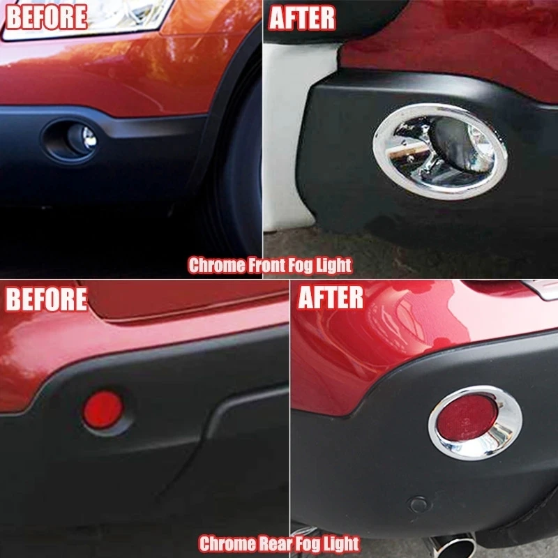 

For Nissan Qashqai J10 Dualis 2008 2009 - 2013 Front Foglight Cover Rear Reflector Fog Lamp Frame Trims Car Styling Accessories