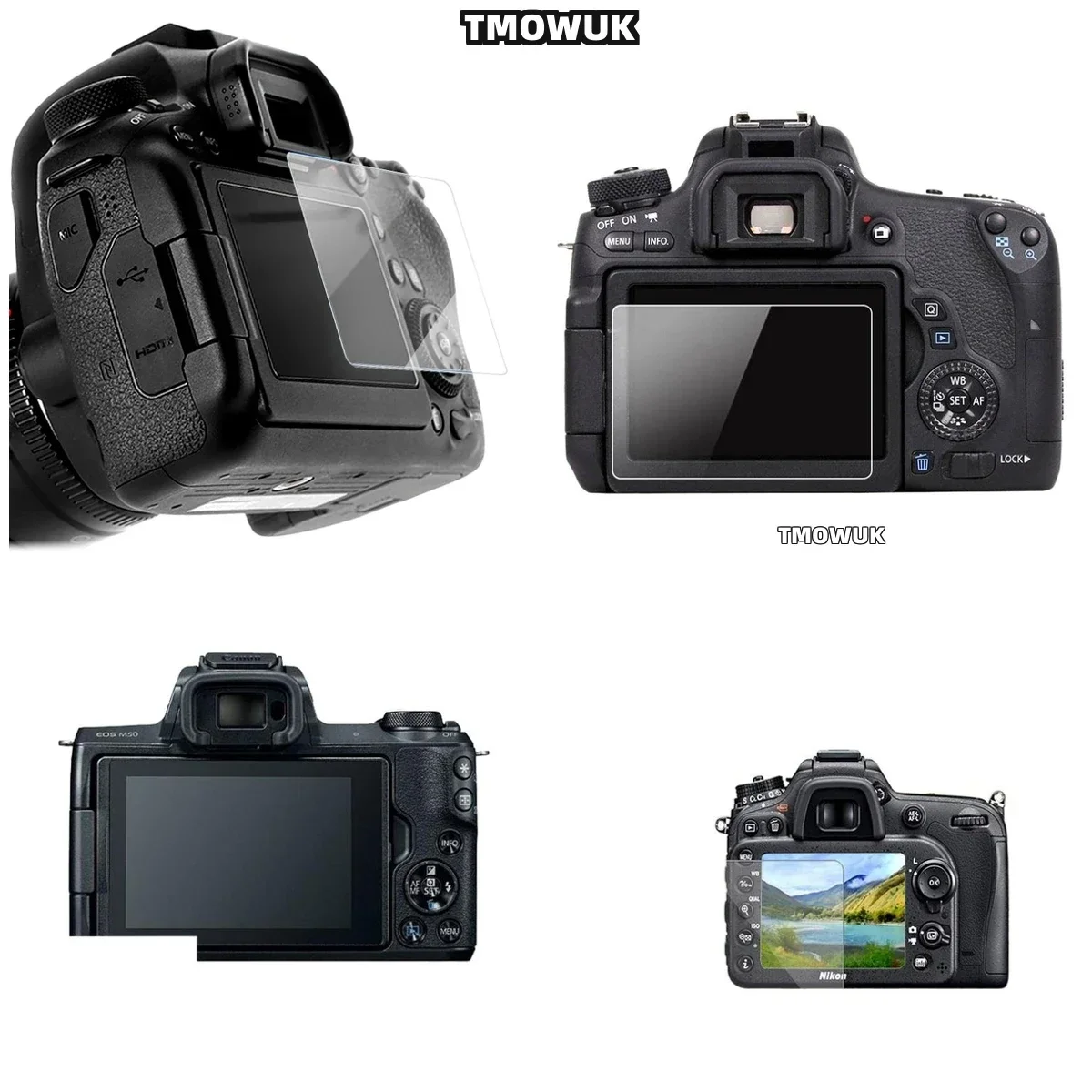 

For Canon 200D 200DII Tempered Glass Screen Protector 9H Hardness HD Clear Anti-Scratch Camera LCD Film