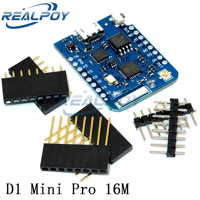 WEMOS D1 Mini Pro 4M 16M Bytes Externer Antennenanschluss NodeMCU-basierter ESP8266 ESP-8266EX CP2104 WIFI-Entwicklungsboard Micro