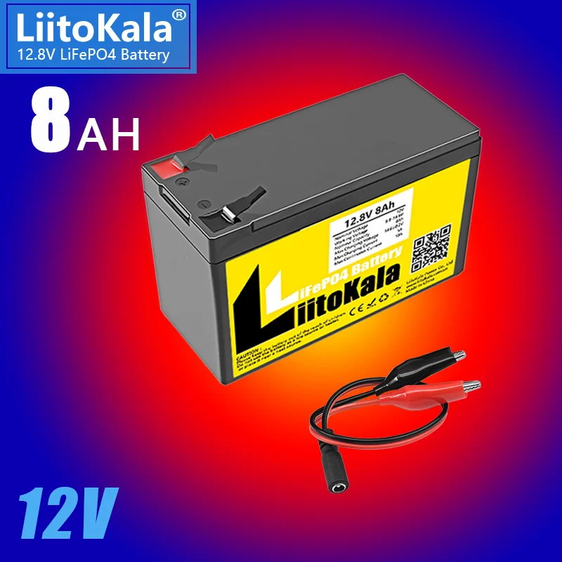 

1-5pcs LiitoKala 12V 8Ah Lifepo4 Battery Pack Deep Cycle Rechargeable 12.8v Build In BMS For RC Toys Energy Storage