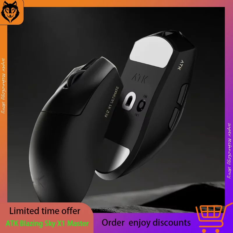 ATK Blazing Sky X1 Master Version Dual-Mode Wireless Mouse PAW3950 Ultra Sensor Lightweight Ergonomic E-sports Games Laptop Gift