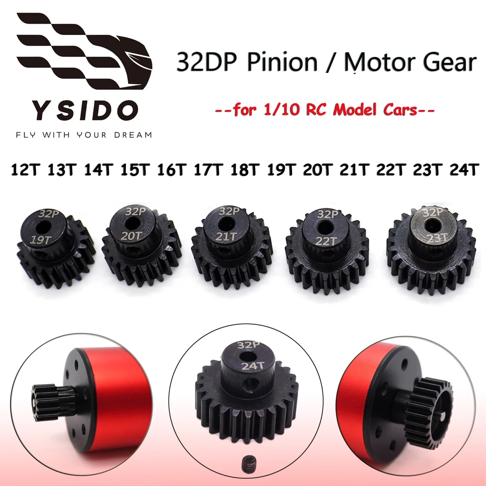 3PCS 32DP M0.8 3.175/5.0mm Hardened Steel Metal Pinion 12T 13T 14T 15T 16T 17T 18T 20T 21T 22T 24T Motor Gear for 1/10 RC Car