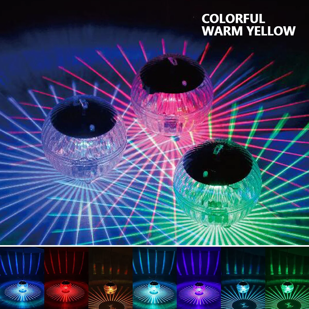 Solar Floating Pool Light Waterproof Solar Powered Glow Globe Night Lights LED Disco Glow Ball Lamp Garden Fountain Decoration