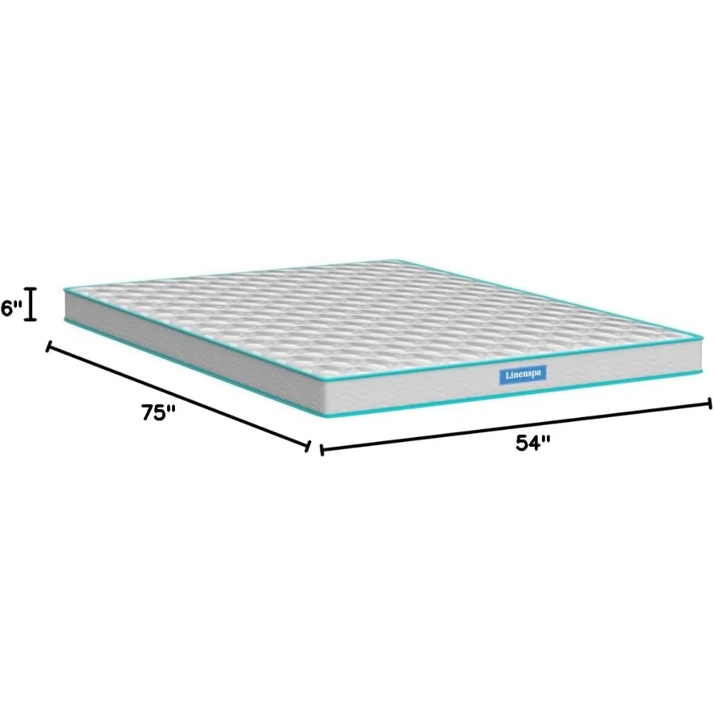 6 Inch Mattress - Firm Feel - Bonnell Spring with Foam Layer  Mattress in a Box - Youth or Kids Bed Guest Bedroom