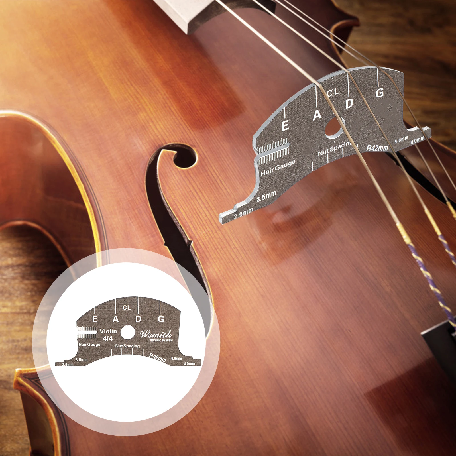 

2pcs Violin Bridge Template Acrylic Accurate Measurement Simple Multifunctional Ruler String Height Piano