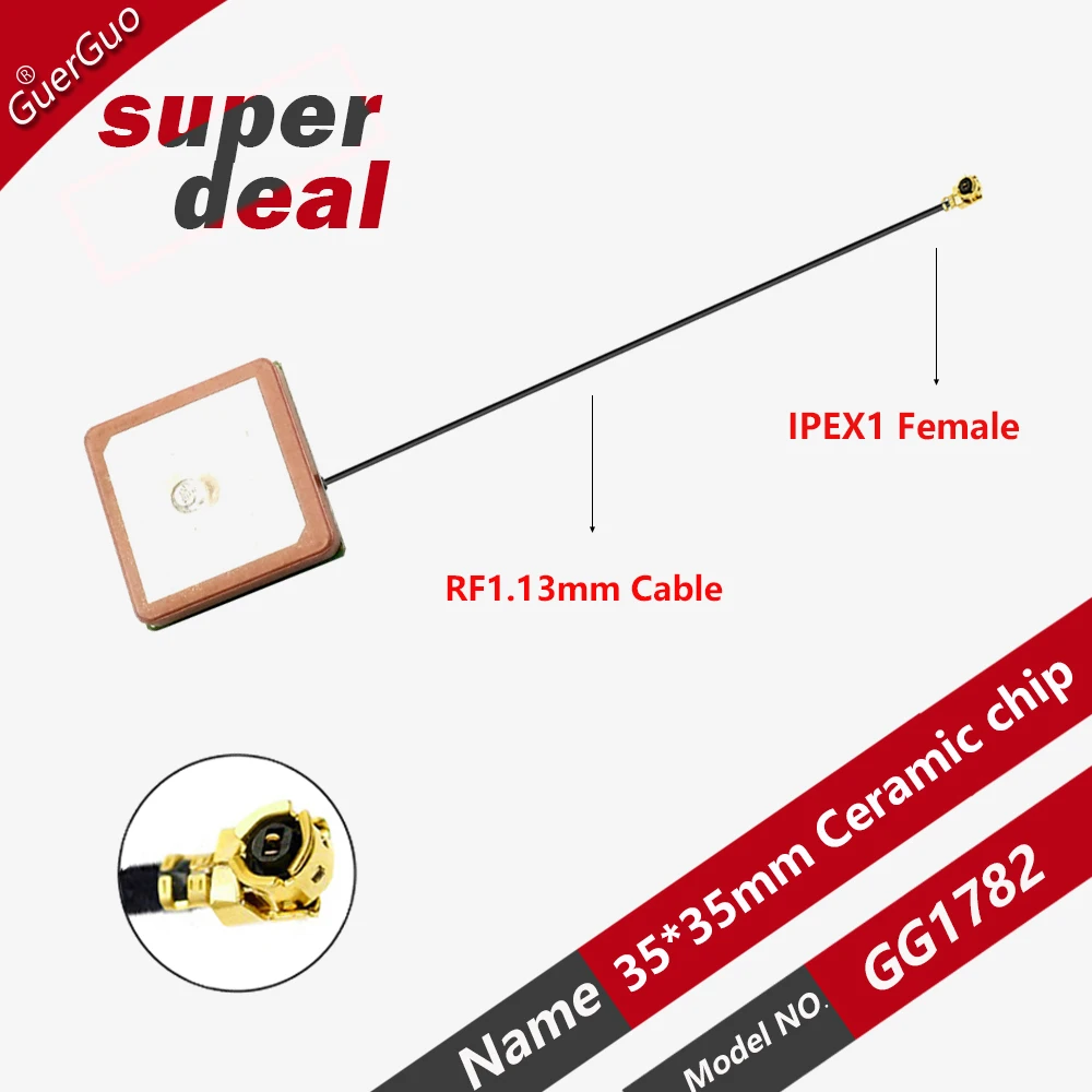 GPS Active Built-in Ceramic SMD Vehicle 1561-1575.42Mhz 2/4MM Omnidirectional 30DB Navigation Positioning RF1.13MM MHF Antenna