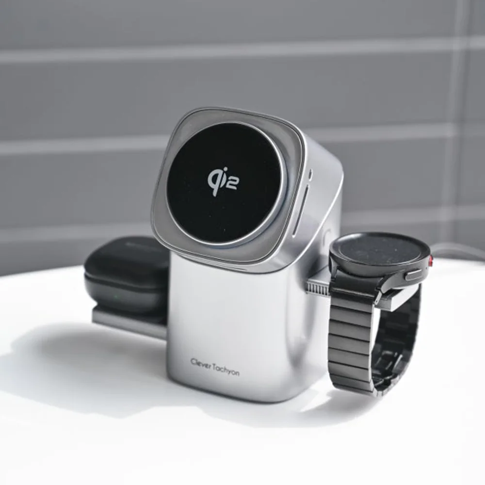 ساعة ذكية Qi2 Magsafe 3in1 بلمسة واحدة تبريد لاسلكية متعددة شاحن Galaxy Watch Apple Watch