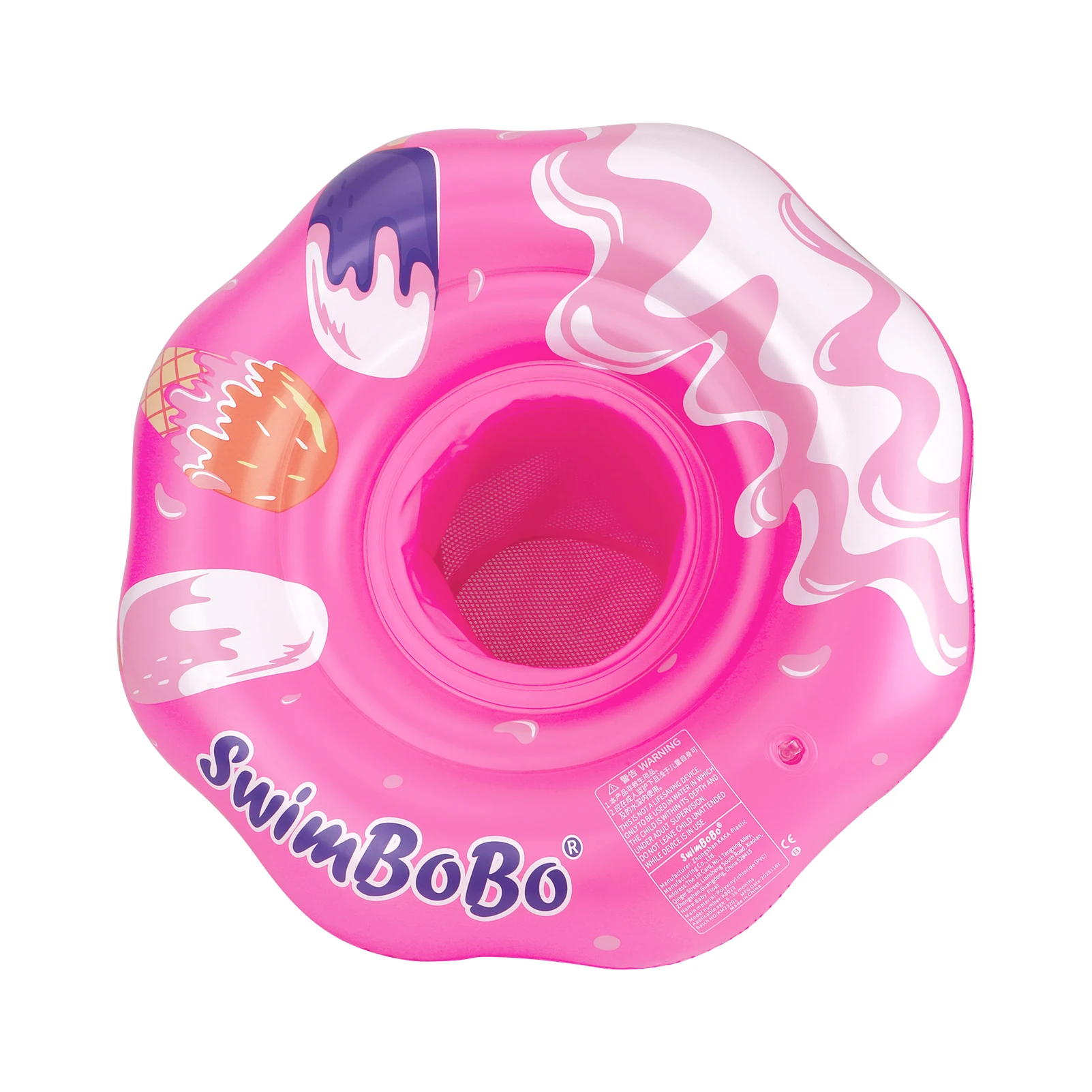 Swimbobo Różowy Dmuchany Koło do Pływania dla Niemowląt, Gruby, Bezpieczny, z PVC, Zabawka Wodna dla Dzieci, Przenośny do Basenu, na Lato