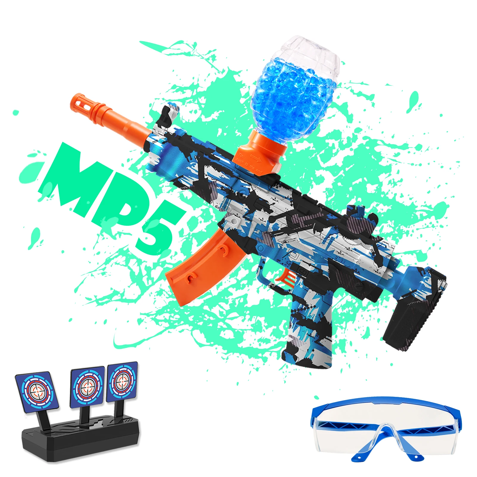 Brinquedos automáticos de arma de bolas de gel MP5, balas de água elétricas de alta velocidade Blaster, perfeito para jogos de tiro ao ar livre, presentes de aniversário