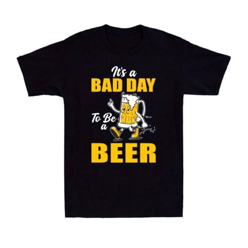 

Funny Beer Shirt for Men Drinking Humor T Shirt Bad Day to Be a Beer Print Party Casual Tee for Alcohol Lovers Gift for Him