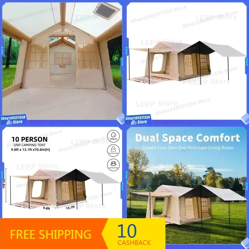 Superb Luxury 12-Person Inflatable Tent Oxford Fabric Multiplayer Outdoor Camping