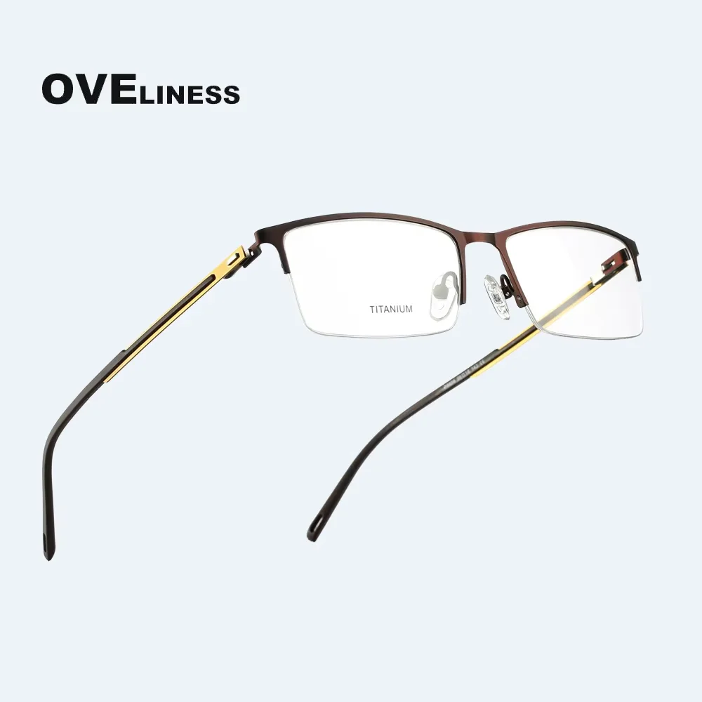 

Titanium Alloy Glasses Frame Men Ultralight Square Eye Myopia Prescription Eyeglasses Male Half Screwless Eyewear Optical Frame