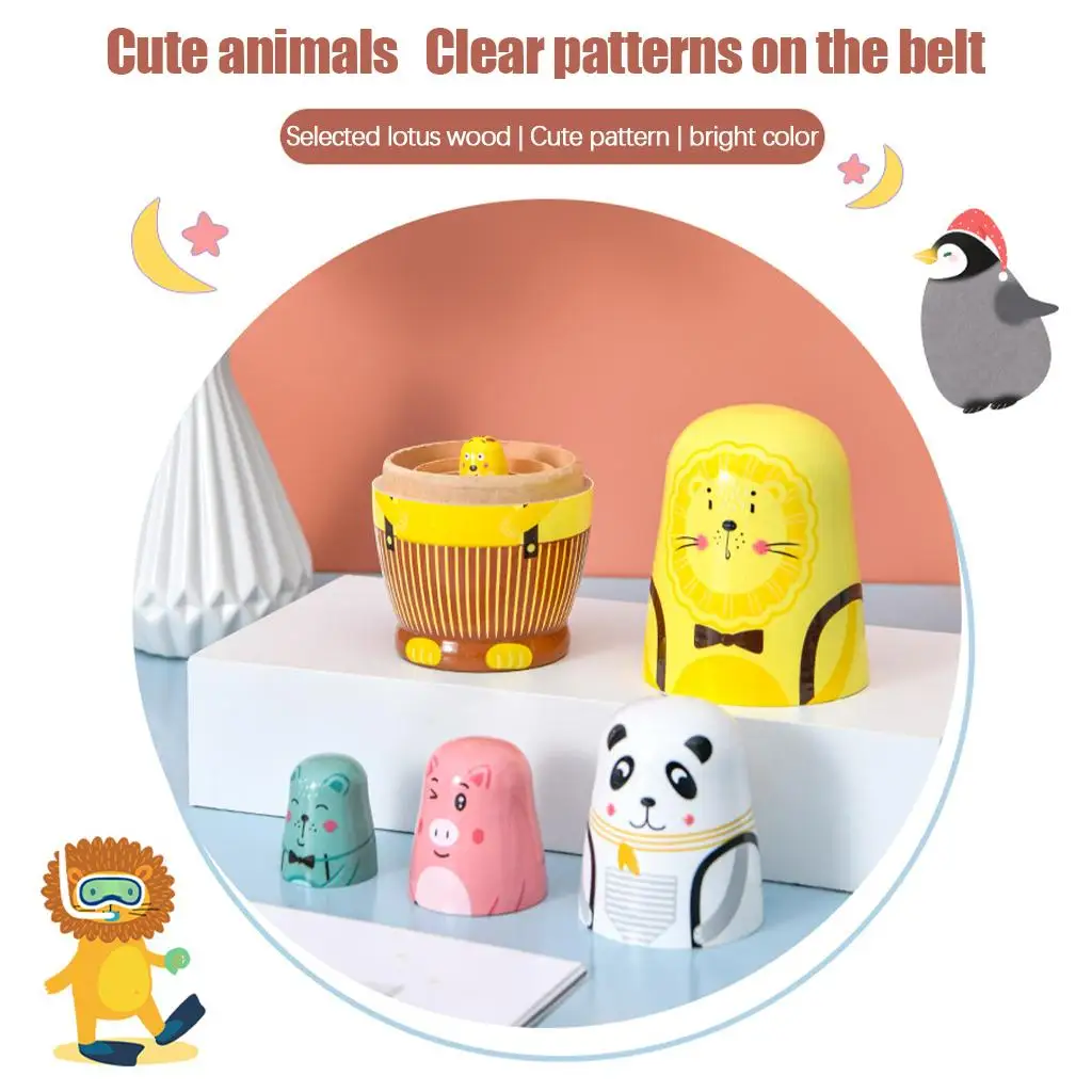 5 pçs bonecas de nidificação artesanal matryoshka bonecas de madeira n bonecas para ornamentos crianças presentes presente de natal