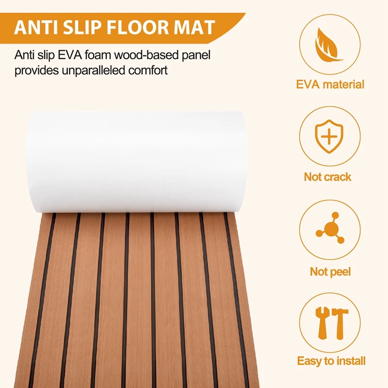 6MM Self Adhesive EVA Foam Teak Sheet Marine Boat Yacht Synthetic Decking Foam Floor Mat Flooring 240X45cm