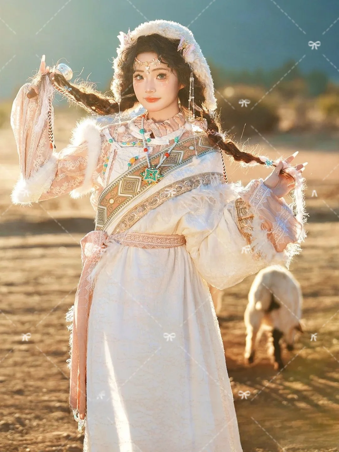 

New Style Tibetan Costume Set Ethnic Girl Photography Autumn Winter Travel Photoshoot Clothing Traditional National Fea...