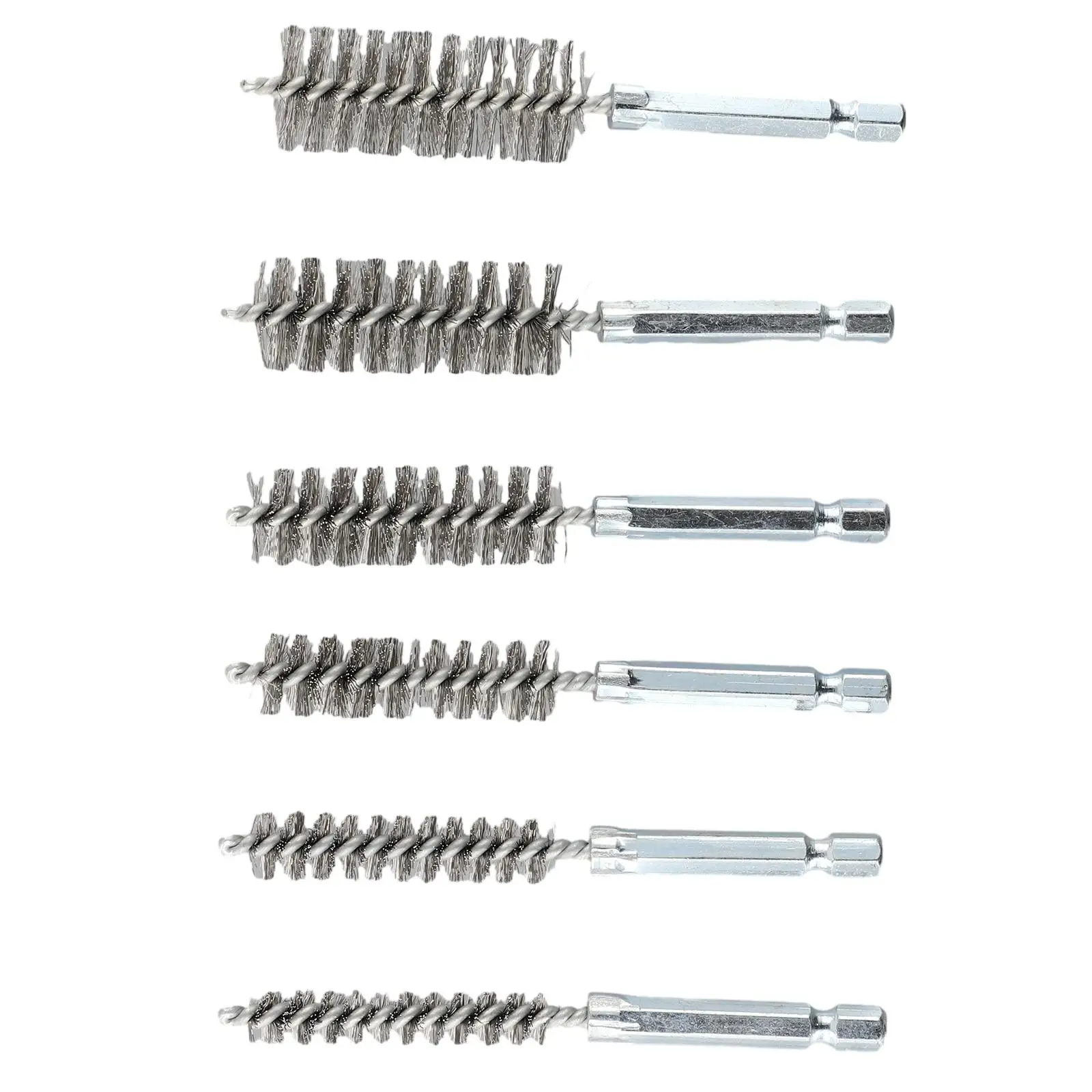 Drilling Brushes Cleaning Brush Tools Workshop Equipment 19mm 6 Sizes Cleaning Brushes Silver Stainless Steel Wire