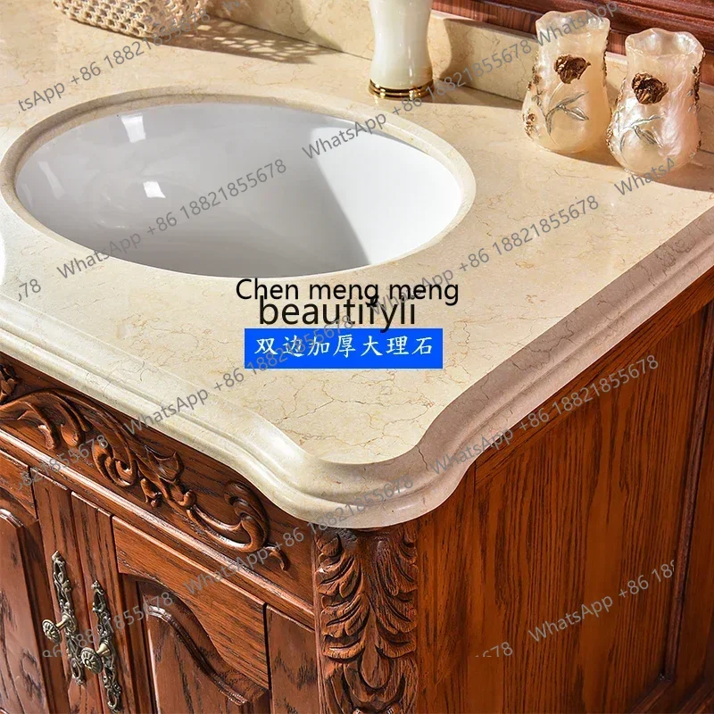 X Combinazione di mobili da bagno europei, lavabo dal pavimento al soffitto, lavabo da bagno americano, rovere rossoHY