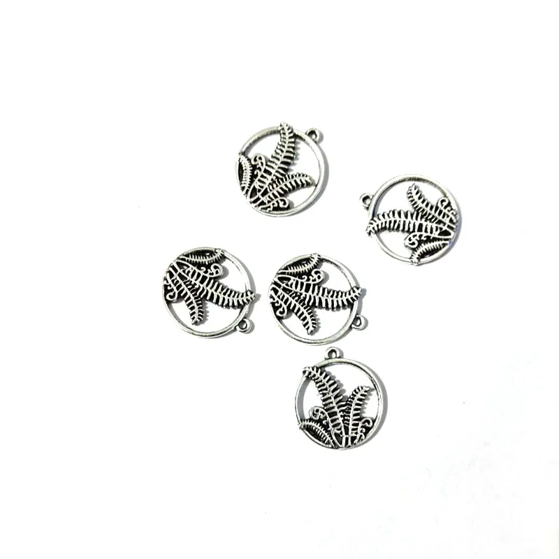 5pcs ancient silver color cute ferns mountain forest charms for women DIY