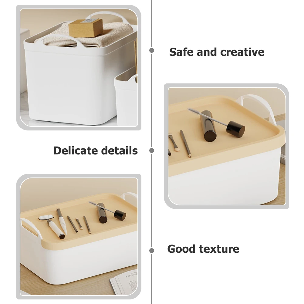 

2pcs Portable Storage Box Handheld Organizer Container Creative Home Office Decorative Multi-Functional File Sundries Bin Tidy
