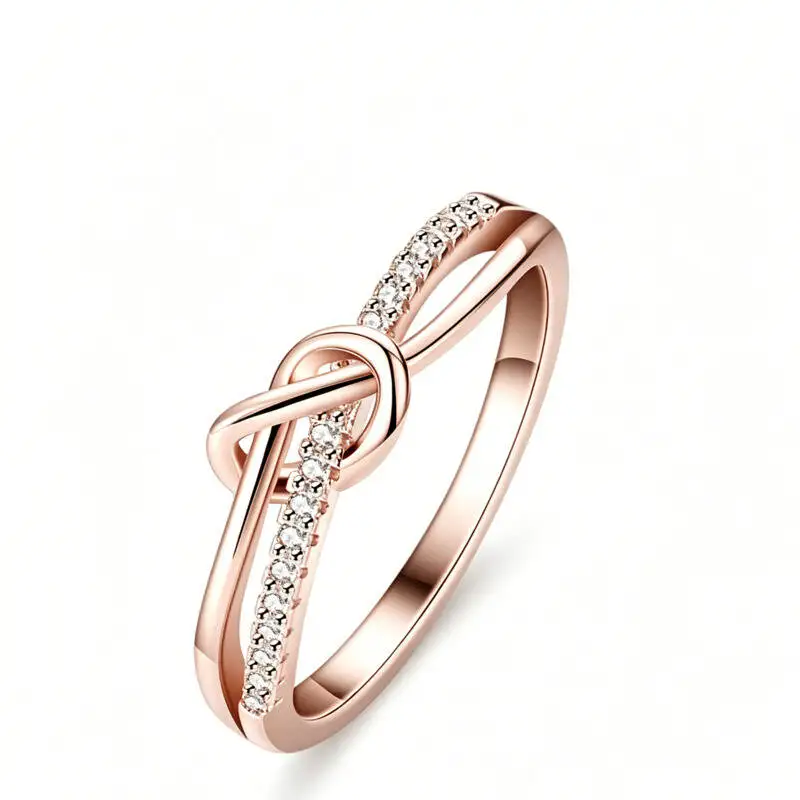 925 Sterling Silver Infinity Knot Stackable Band Ring D VVS1 Moissanite Multi Tone Love Promise Fine Jewelry For Women
