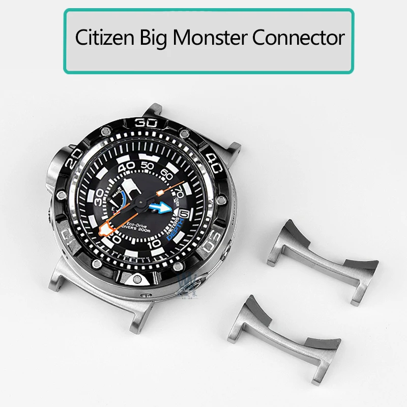 For Citizen Big/Huge Monster Watch BN2021/2024 BN2029 Modified Watchband With Stainless Steel Lug Metal Connector Bracelet Strap