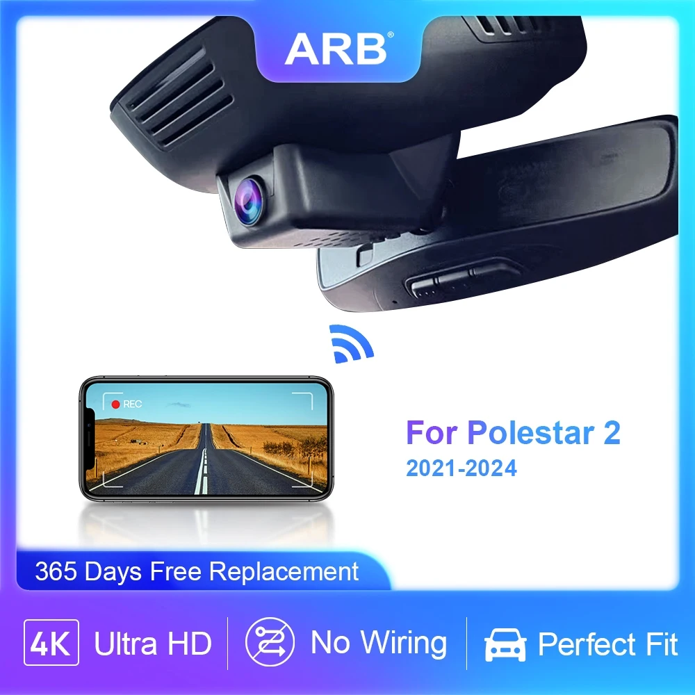 Dash Cam for Polestar 2 2021 2022 2023 2024, ARB 4K 2160P Perfect OEM Style Car DVR WIFI Connection Looping Record