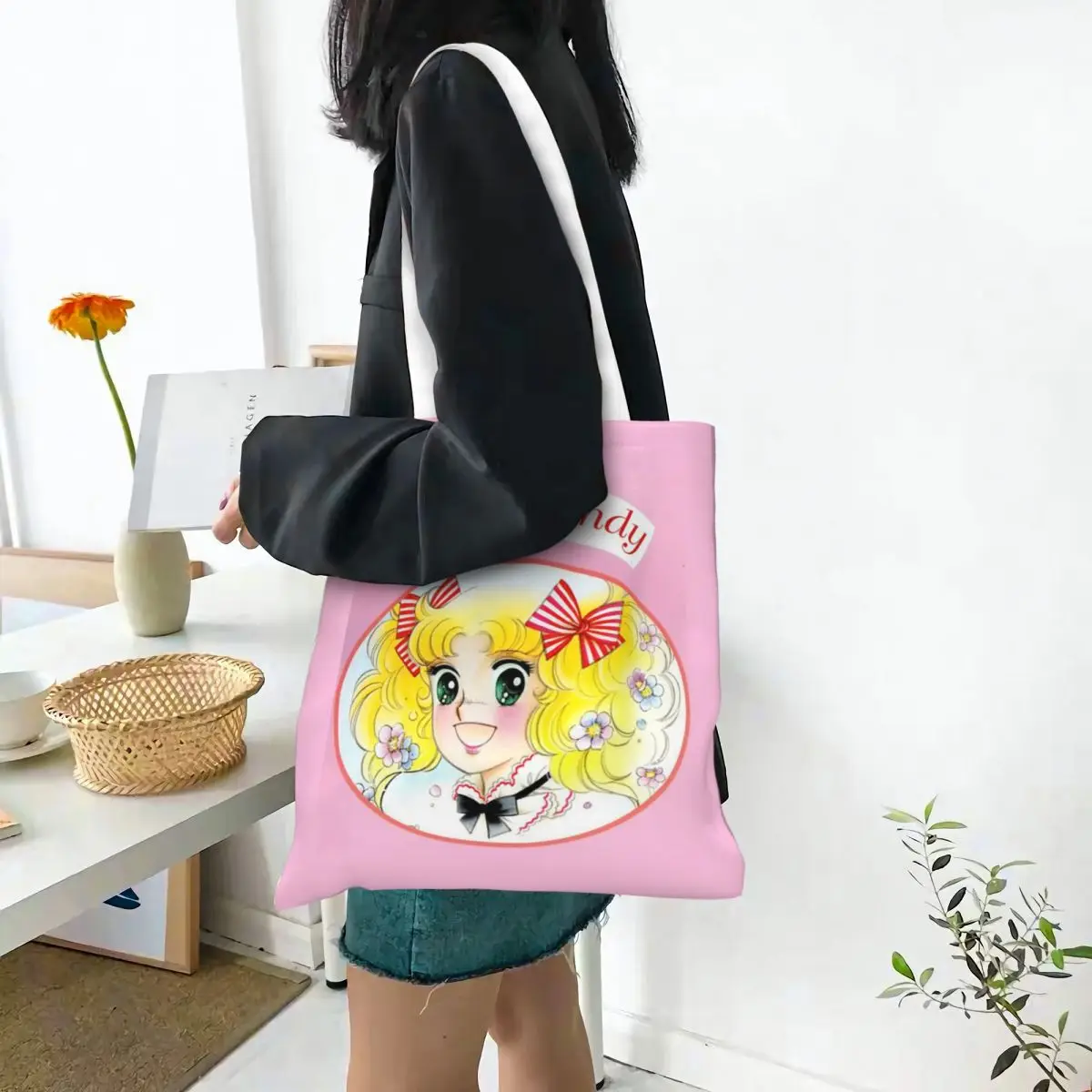 Candy Candy Japan Anime Manga  Shopping Bags Canvas The Tote Bag Foldable for Women Shoulder Tote Travel Handbag