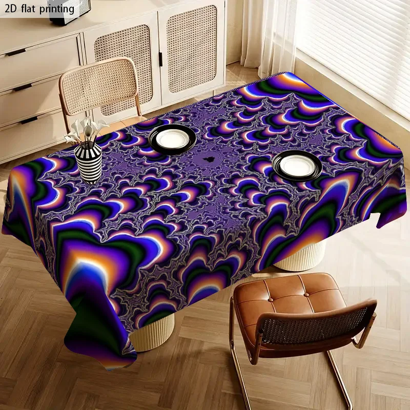 Vibrant Abstract Pattern Tablecloth for Dining Room Waterproof Spillproof Decorative Table Cover