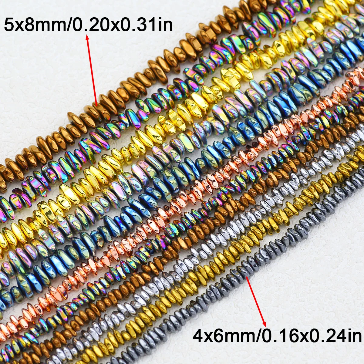 4x6/5x8mm Golden Silvery Plated Irregular Hematite Natural Stone Loose Spacer Beads For Jewelry Making DIY Bracelets Necklaces