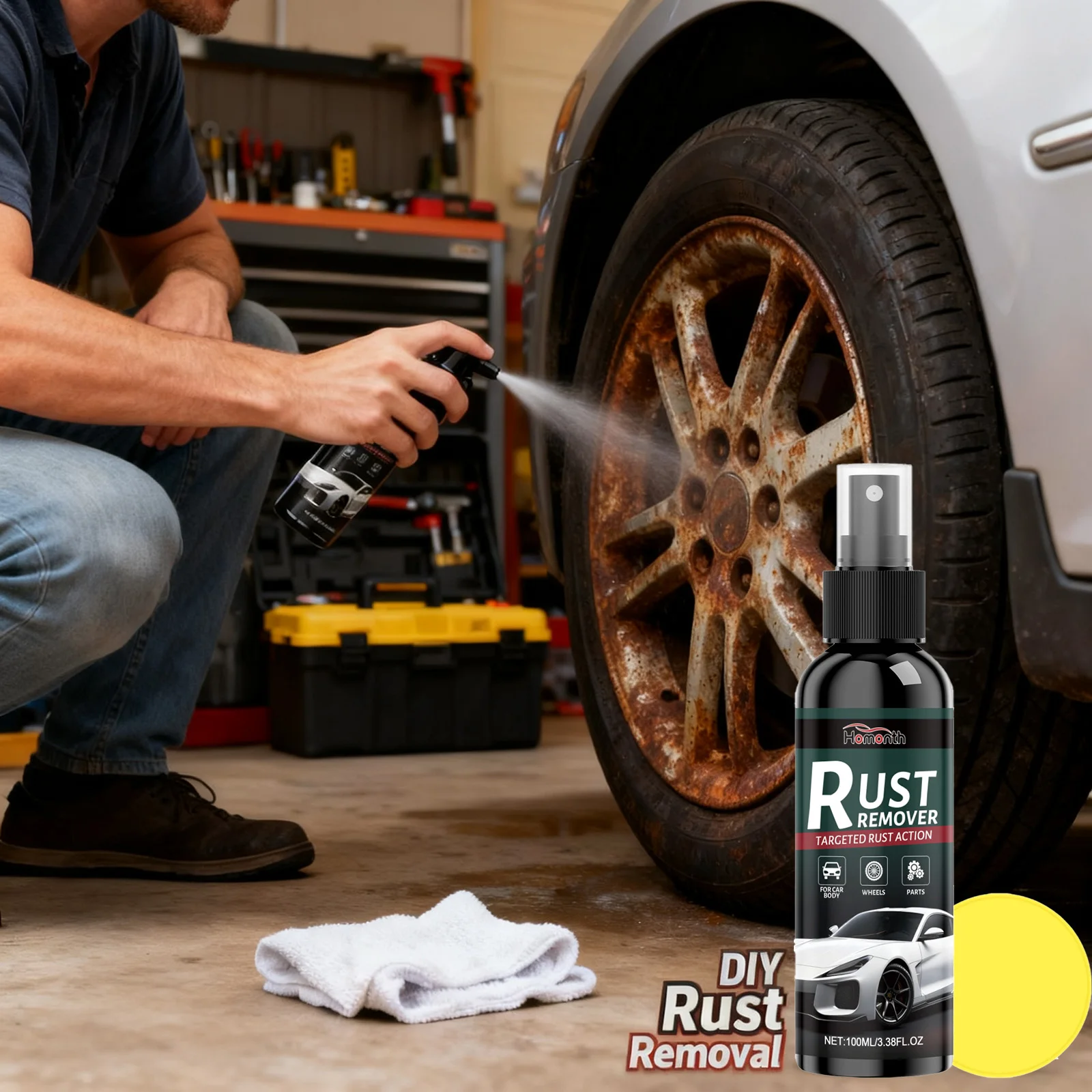 Fast-Acting Rust Remover Spray Multi-Purpose Penetrating Lubricant for Metal Car Parts Home Hardware Loosens Rusted Bolts 100ml