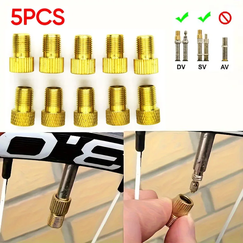 

5 шт. золотой комплект адаптеров для велосипедного клапана Presta в Schrader, удлинитель клапана для велосипедных шин для дорожных горных велосипедов