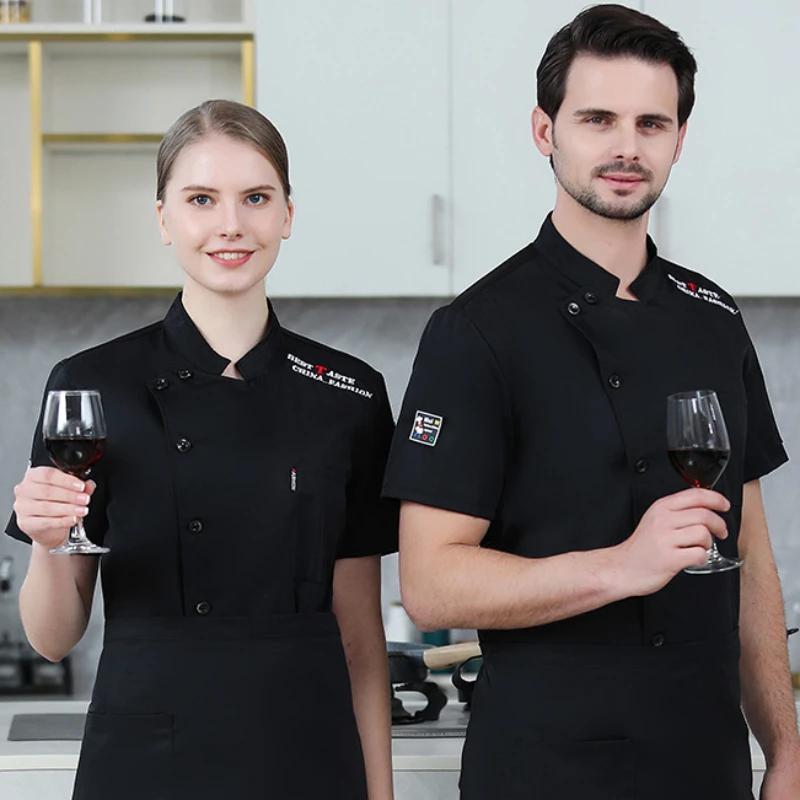 Chemise d'Uniforme de Chef, Veste de Cuisinier à Manches Courtes, Unisexe, pour la Cuisine de Restaurant