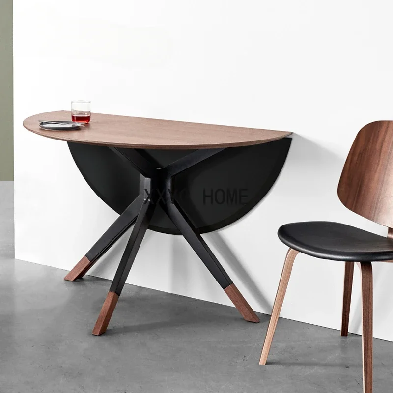 Nordic Eenvoudige Moderne Masaje Houten Opvouwbare Eettafel Huis Kleine Apartamento Eetkamer Ronde Tafel