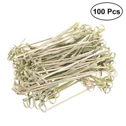 100pcs Disposable Bamboo Knot Stick Skewers Cocktail Picks  Environmental Fruit Forks Barbeque Household Party Decor Bar Tool