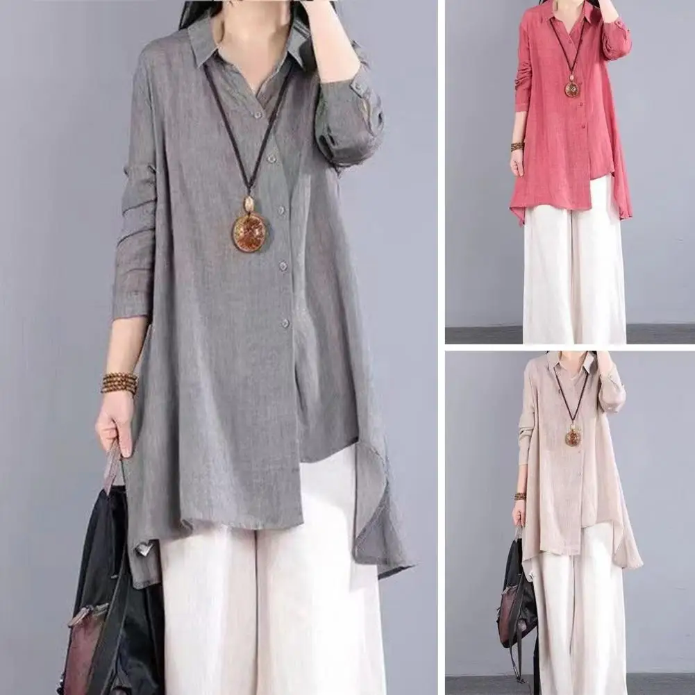 Solid Casual Loose Blouses For Women Fashion 2025 Autumn Vintage Women's Oversized Shirts And Blouses Elegant Youth Female Tops