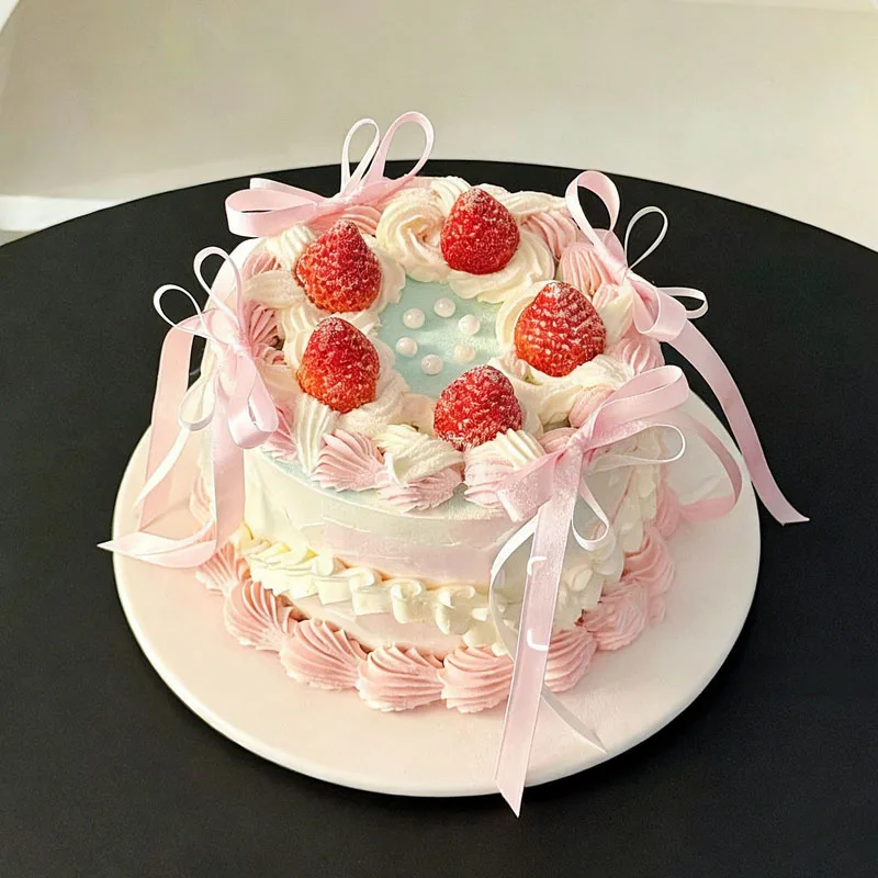 Girl Heart Simulated Cake Mold Decoration Fake Birthday Cake Plastic Ornaments Display Window Sample Display Party Shooting Prop