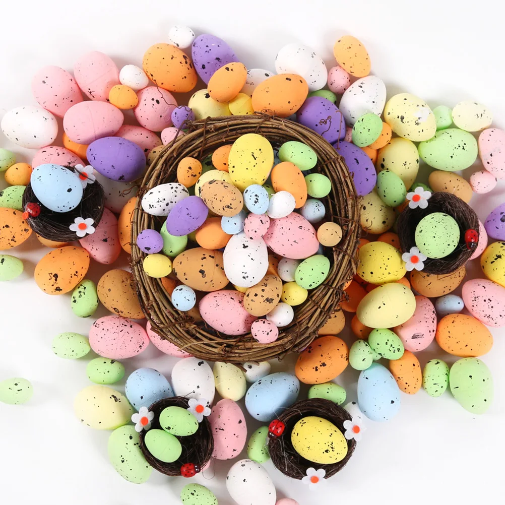 

200Pcs Miniature Foams Easter Eggs Colorful Simulation Decor DIY Craft Supplies Party Favors Home Office Festival Scene