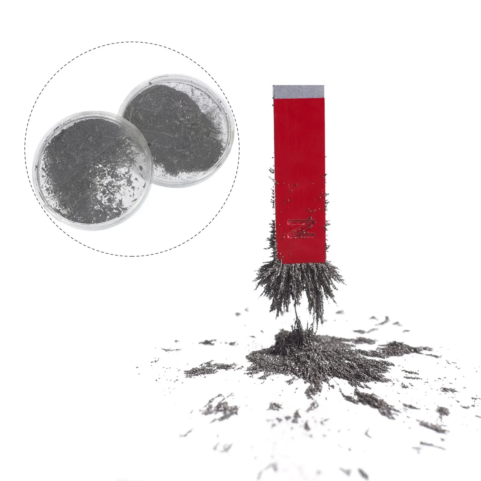 2 قطعة معيد مغناطيسي تجارب علمية مسحوق حديد الجسيمات الكهرومغناطيسية