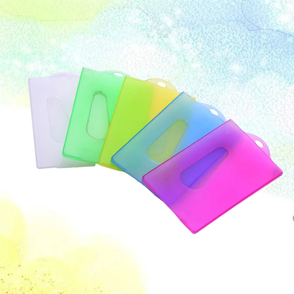 

20pcs Plastic Holder Sleeve Protector for ID Credit Bus Student Cards Employee Badge (Random Color, Surface with Hole)