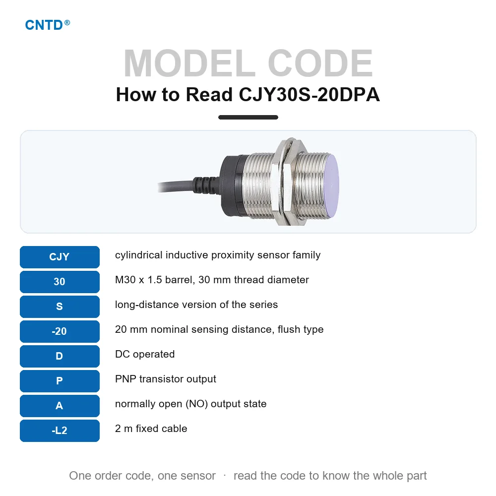 Inductive Proximity Sensor M30 PNP NO 3-Wire 20mm IP67 Approach Switch DC12-24V 100Hz Flush Long Distance CJY30S-20DPA